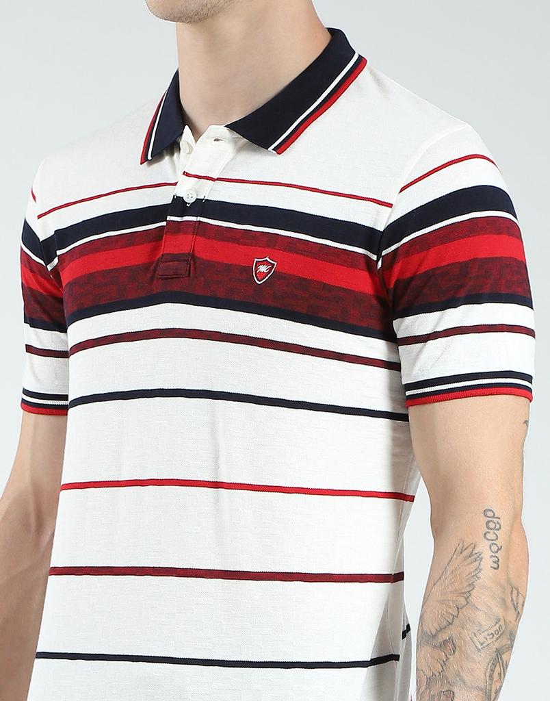 MONTE CARLO Men's Regular Fit Striped Half Sleeve Polo T-Shirt
