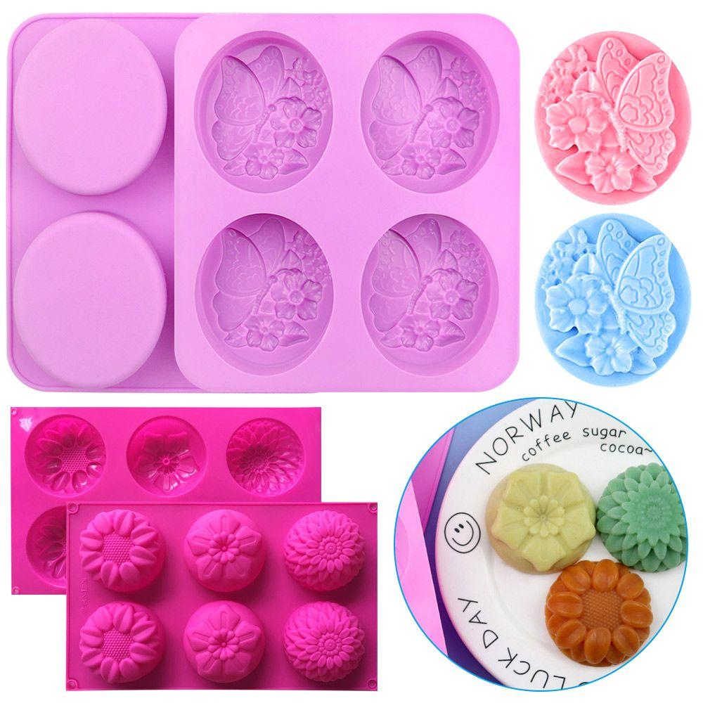 Flower 6 Cavities Handmade Cake Mould Pudding Candy Mold Soaps Supplies Silicone Soap Mold