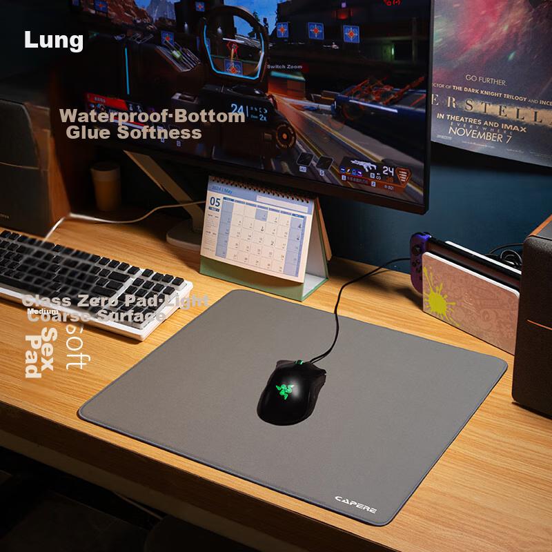 CAPERE (Armor) Gaming Mouse Pad for CS2 Valorant, Neutral Balance Mouse Pad for DOTA2 [Long] Type Zero Pad/gray/450x400/super Soft Rubber Base