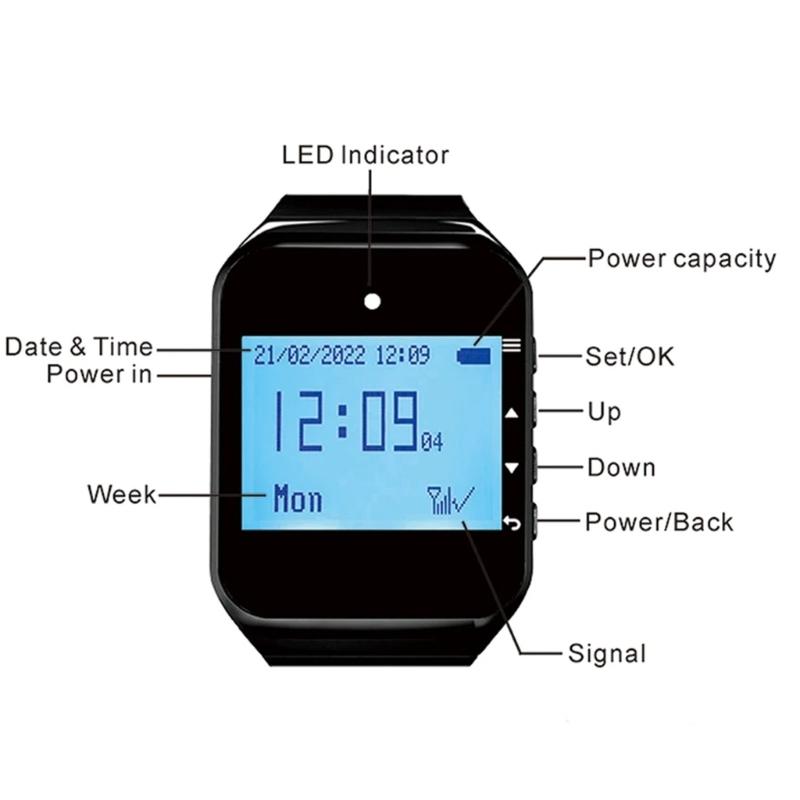 Wireless Restaurant Pager Waiter Calling System With Remote Control Practical Wristband for Cafes Customer Service