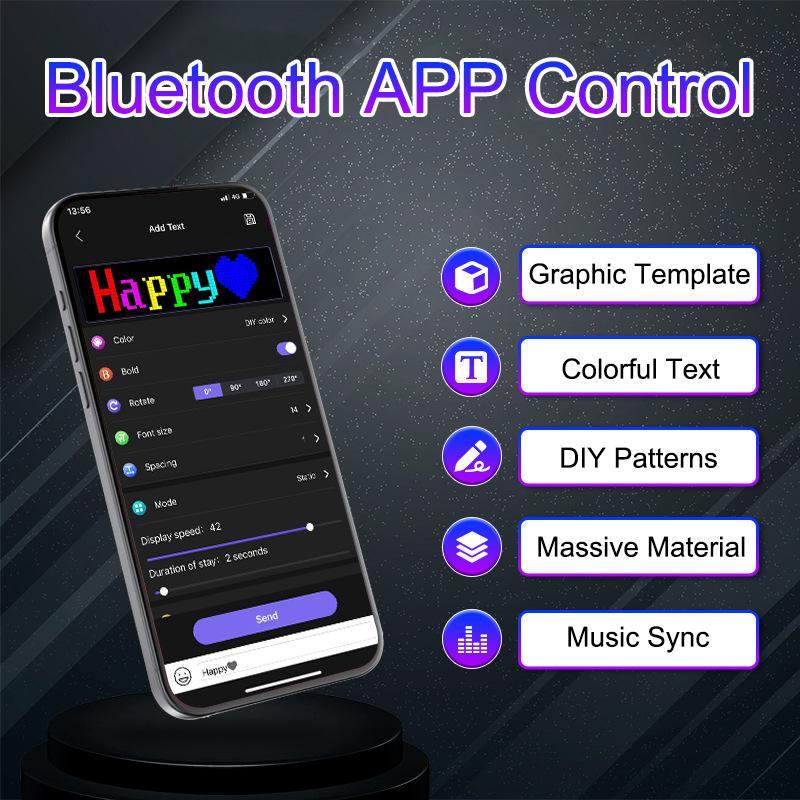 Светодиодная вывеска для автомобиля Bluetooth Смарт-приложение IP65 Светодиодная пиксельная панель Ночник DIY Программируемый Гибкий светодиодный дисплей Для автомобиля Магазина Отеля Бара