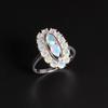 Elegant Silver Women Ring with Natural Ethiopia Opal 1.74ct Fire Shinning Gemstones Colorstone Birth Stone Jewelry