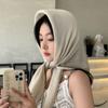 Premium 91cm solid color large square scarf cotton and linen silk scarf women's headscarf thin scarf sun protection shawl outer yarn