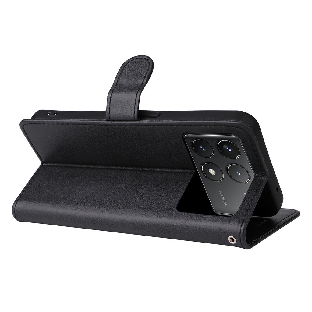 For Xiaomi Redmi K70 5G/K70 Pro 5G/Poco F6 Pro 5G Case Solid Color Leather Mobile Cover Wallet Stand with Strap