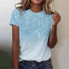 Street Trendy Sparkling Star 3D Printed Short Sleeve Daily Casual Loose Round Neck Women's T-shirts