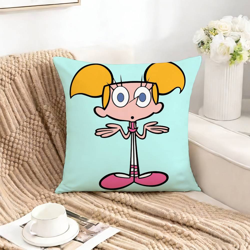 DDexters LLaboratoryDL Pillow Case Square DoubleSided Sofa Cushion Cover Bedroom Bedside Pillow