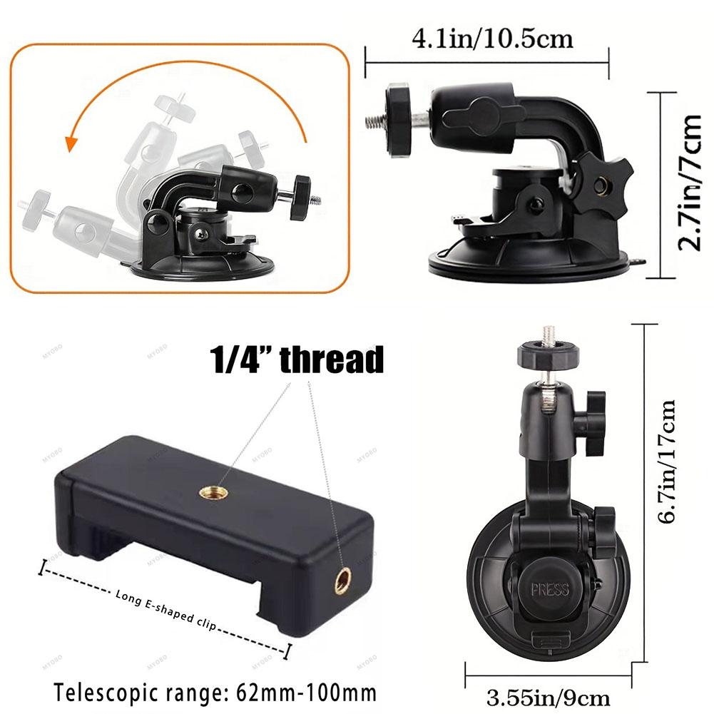 9CM Car Suction Cup Phone Holder, Suction Cup Camera Car Mount for GoPro Hero 13 12 Insta360 DJI Osmo Action 5 Pro 4 Accessories
