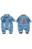 90cm Long Sleeve Romper Denim Coverall Giraffe Pattern Korean Clothes Stylish Infants Baby Clothes Open Front Cool Going Out Underwear Pajamas