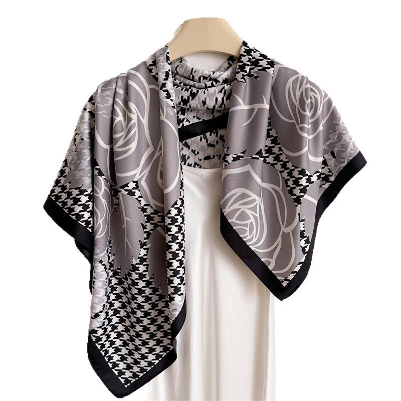 Vintage Plaid Printed Square Scarf For Women Fashion Accessory