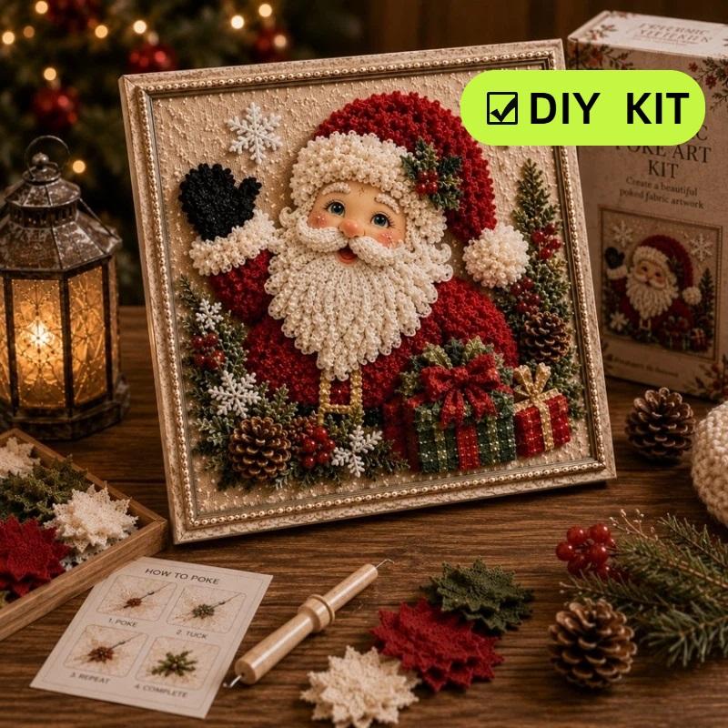 3D Christmas Fabric Poke Craft Art Kit DIY Fabric Poke Art Kit With Pre-Cut Squares Holiday Handmade Home Decor For Beginners