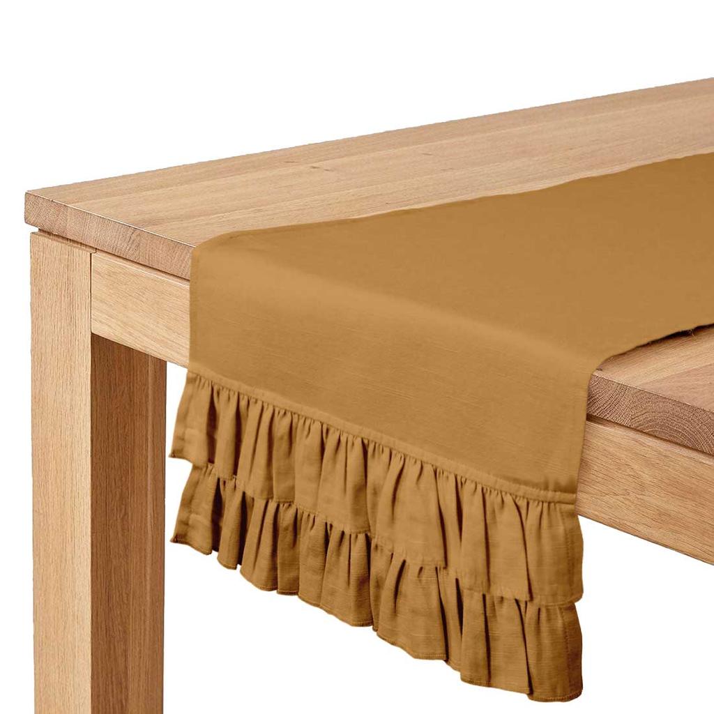 Vargottam Розовый домашний декор, стильная свадебная вечеринка, праздничный декор для сервировки стола, сплошная дорожка для стола с двойной оборкой - 14 x 108