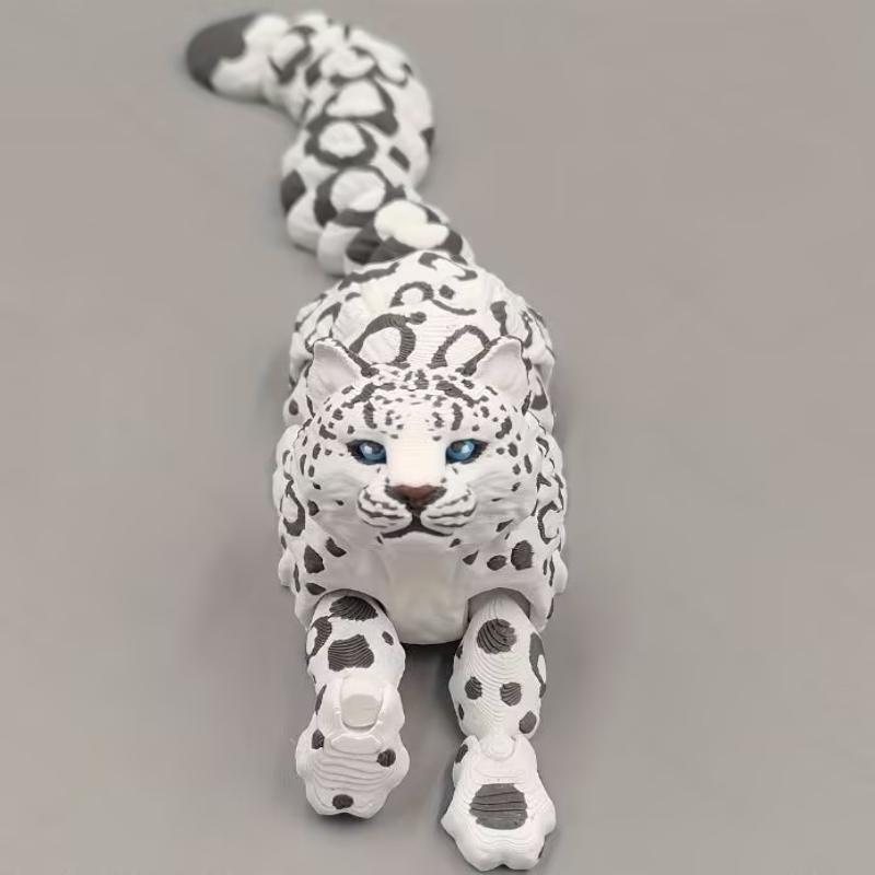 3D-печатная модель снежного барса, имитация, многосуставная, подвижная фигурка животных, миниатюры, декор для дома