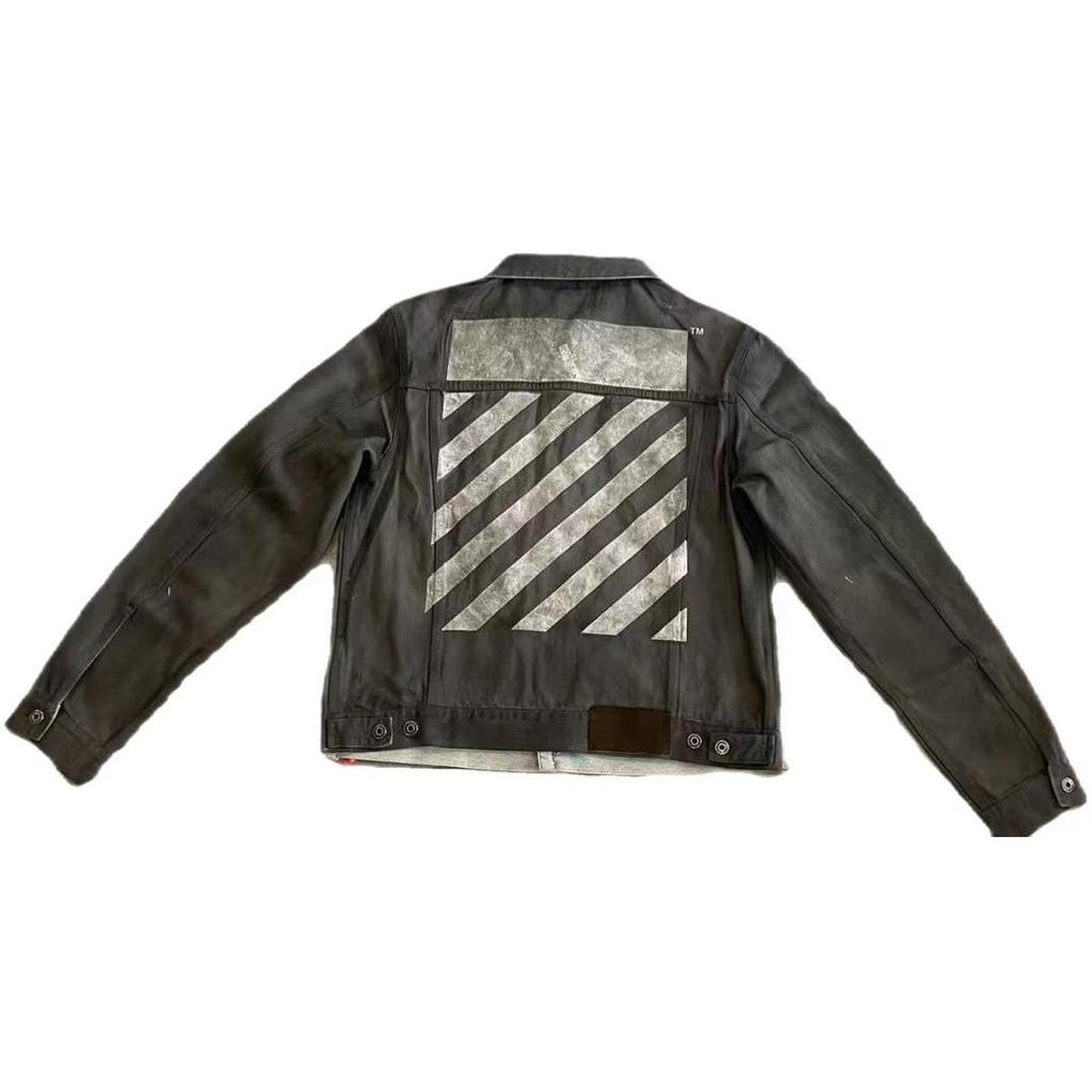 Off-White Куртка с длинным рукавом и воротником алфавита, мужские куртки обычного кроя, серые OMYE079C99DEN0044001SD