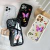 N76 Butterfly Soft Wavy Phone Cases for Samsung A54 A34 A13 A14 S23 S24 Ultra Xiaomi Redmi Note 13 12C Realme Infinix Protective Bumper Cover