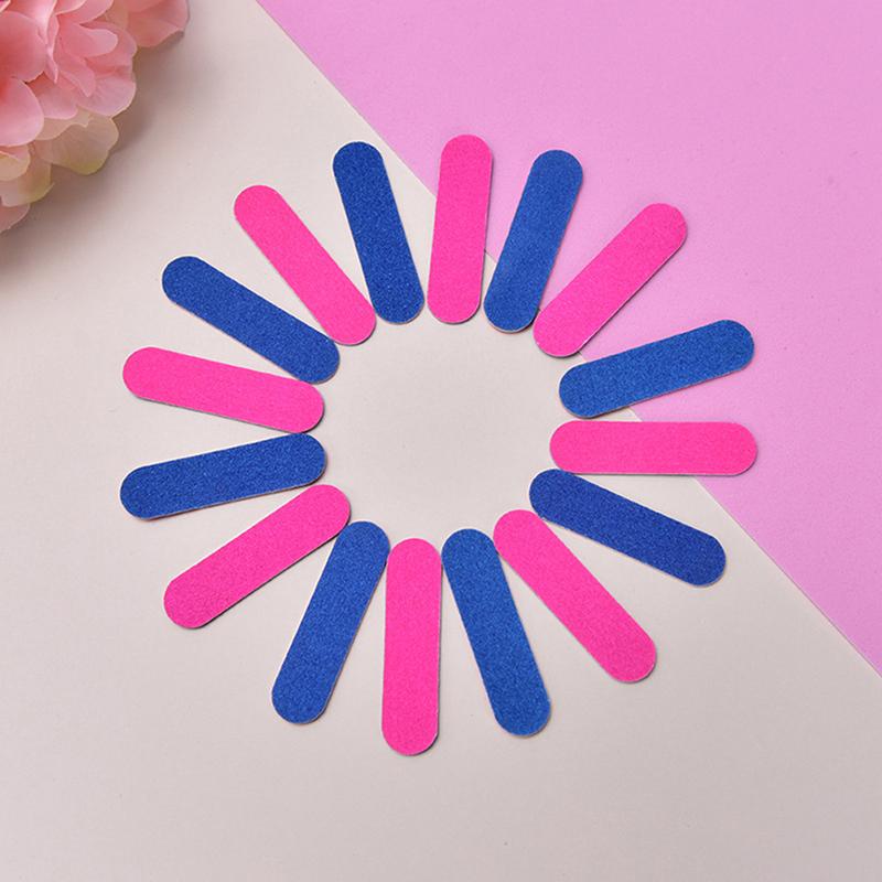 100Pc Mini Nail File 100/180 Grit Pink Blue Wooden Nail Grinding Files Art Tools
