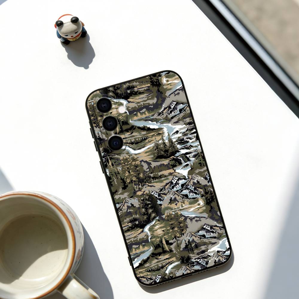 Forest Camouflage Pattern Phone Case For Samsung Galaxy A73,A72,A71,A70,A53,A52,A51,Others Soft Black Cover
