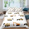 Tractor Crane Bulldozer Duvet Cover Girls Adult Truck Bedding Cover for Kids Boys Teens Stripe Comforter Cover For Kids Children