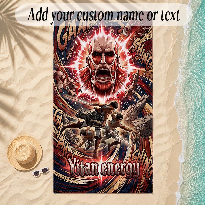 Beach TowelAttack on Titan Custom Name Text Personalized Soft Towel for Beach Pool Indoor Home Decor Gift