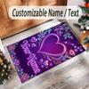 Valentine Love Theme Crystal Velvet Rug Personalized Custom Name Text Soft Floor Mat Home Decor
