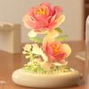 Flower Bouquet Building Blocks With Dust Cover Plastic Plant Bonsai Building Toys Lighted Base Battery Powered Desktop Ornaments