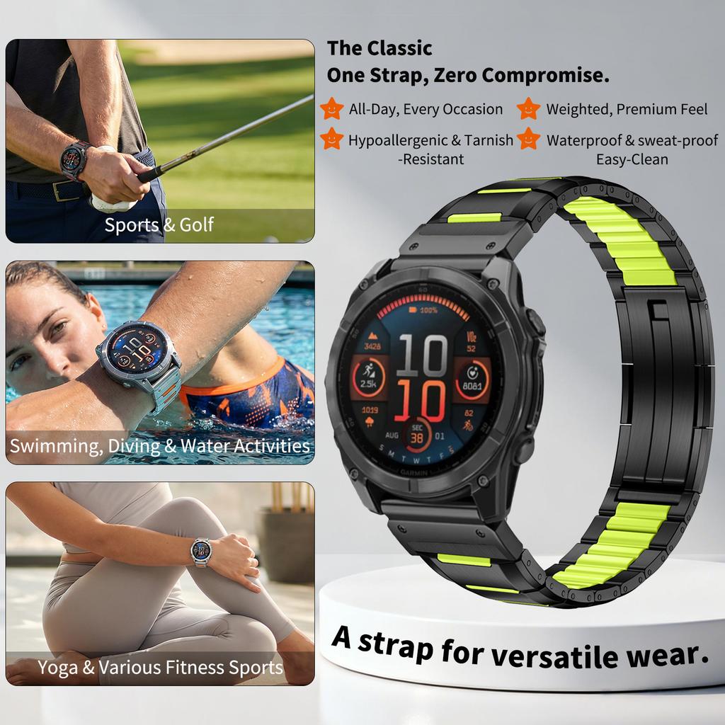Нержавеющая сталь Силиконовый ремешок 22/26 мм для Garmin Fenix 8 47/51 мм 7 7X Pro 6 6X Ремешки QuickFit для Epix Gen2 Marq Браслет Ремешок