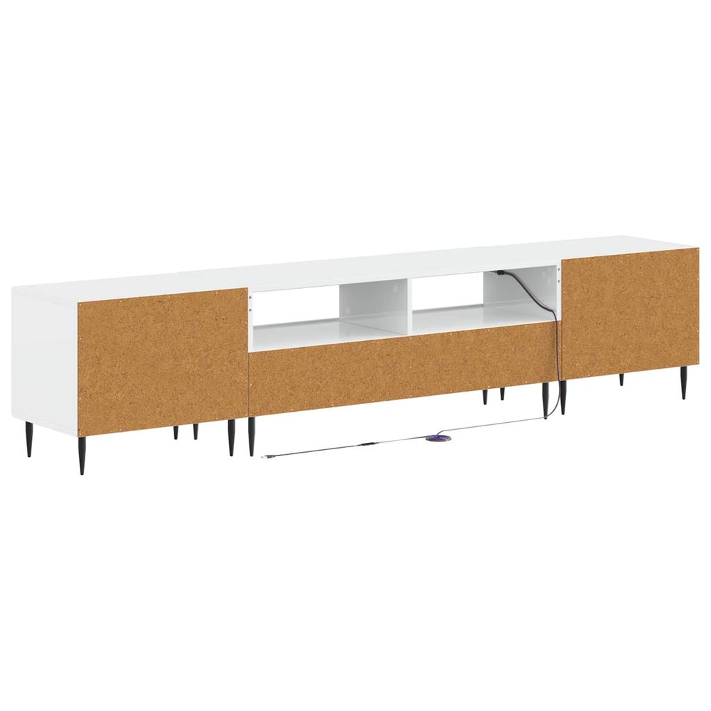 3 piece Glossy White Wood based LED TV Cabinet Set