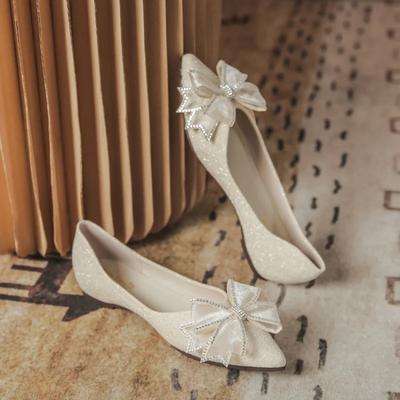 Модные элегантные женские балетки в французском стиле для вечеринок с бантом, слипоны с острым носком, новинка лета 2025, быстрая доставка, обувь не для женщин