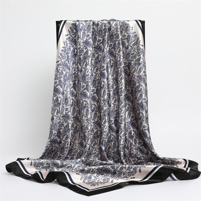 90 * 90cm New Silk Scarf Women'S Spring And Summer Decorative Scarf Sunscreen Travel Shawl Autumn And Winter Scarf Thin Edition