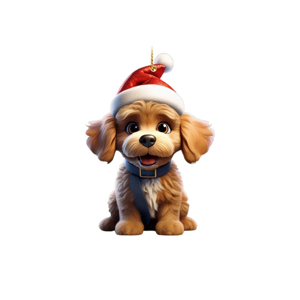 2d Acrylic Cartoon Dog Christmas Tree Pendant Modern Home Decoration Rearview Mirror Backpack Pendant Hanging Ornaments