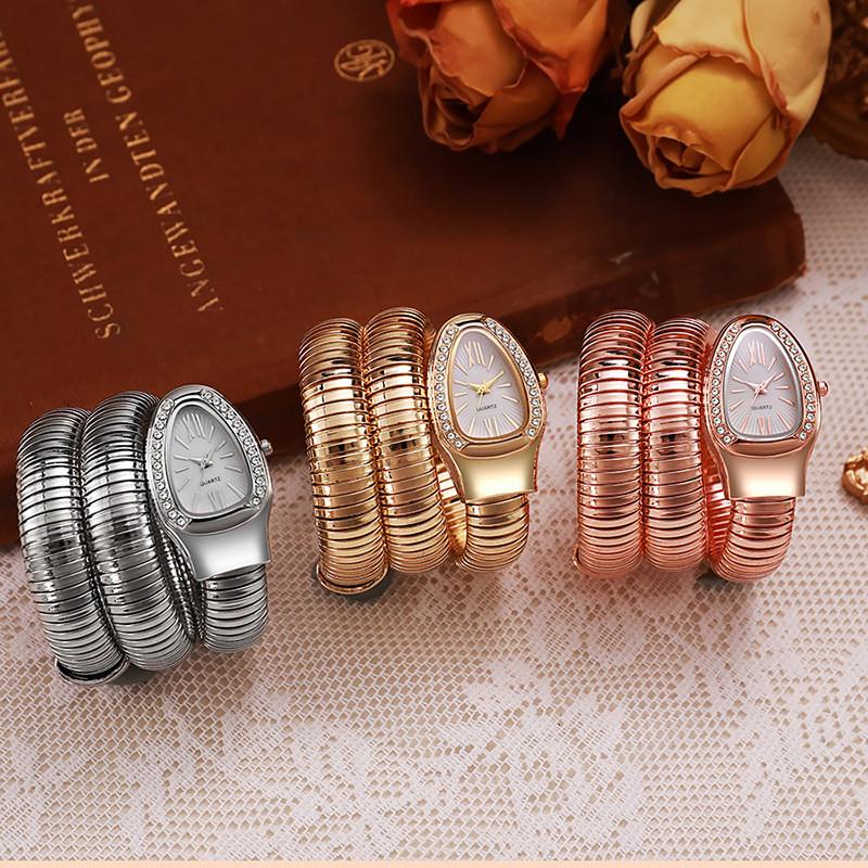 Zhejiang Crafted Snake Shaped Quartz Watch With Elliptical Dial For Trendy Women