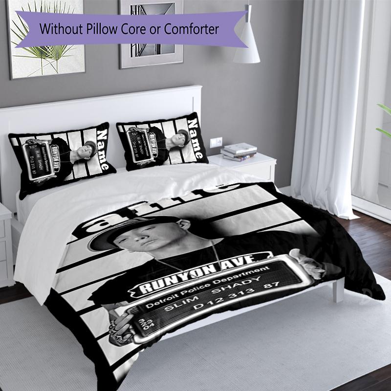 3pcs Custom Name Eminem Set,Includes 1 Duvet Cover and 2 Pillowcases,All-season Bedroom Decor