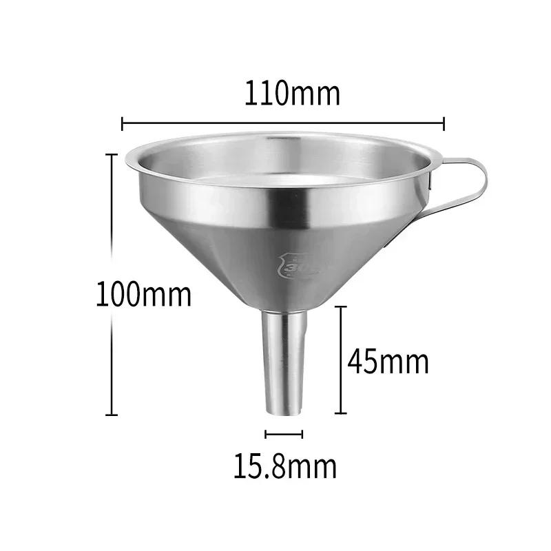 304 Stainless Steel Funnel Metal Wide Mouth Funnel With Strainer Mesh For Cooking Oil Liquid Spice Filter Home Kitchen Gadgets