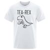 Men Women T-Shirts Tea Rex Funny Dinosaur Drink Coffee T Shirts Fashion Casual TShirt High Quality Streetwear Tops Tee Shirt