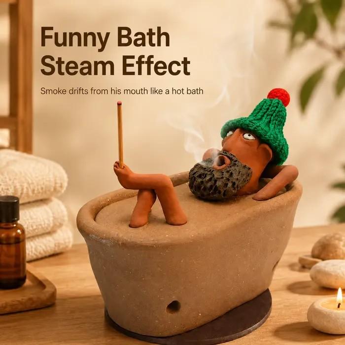 Resin Lazy Bath Man Incense Holder, Decorative Stick Incense Burner Ornament