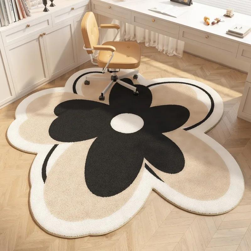 Cute Brown Bear Carpet Floral Shape Bedroom Decorative Rugs Special-shaped Soft Plush Study Dressing Table Chair Floor Mat Tapis