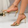 Summer New Sexy Open Toe Stiletto Heel High Heels Women's One Word Strap Sandal Bag Heel Versatile Shoes