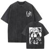 Washed Vintage Korn Elote Letter Graphic T Shirt Men Gothic Tshirts Male Casual Oversized Tshirt Mens Cotton Short Sleeve Tees