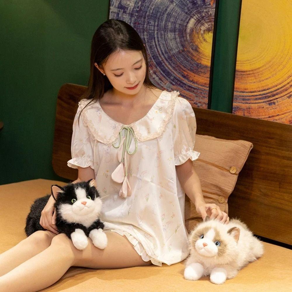 Voiced Realistic Cat Doll Soft Simulated Kitten Model Cute Simulation Cat Plush Toys  Kids