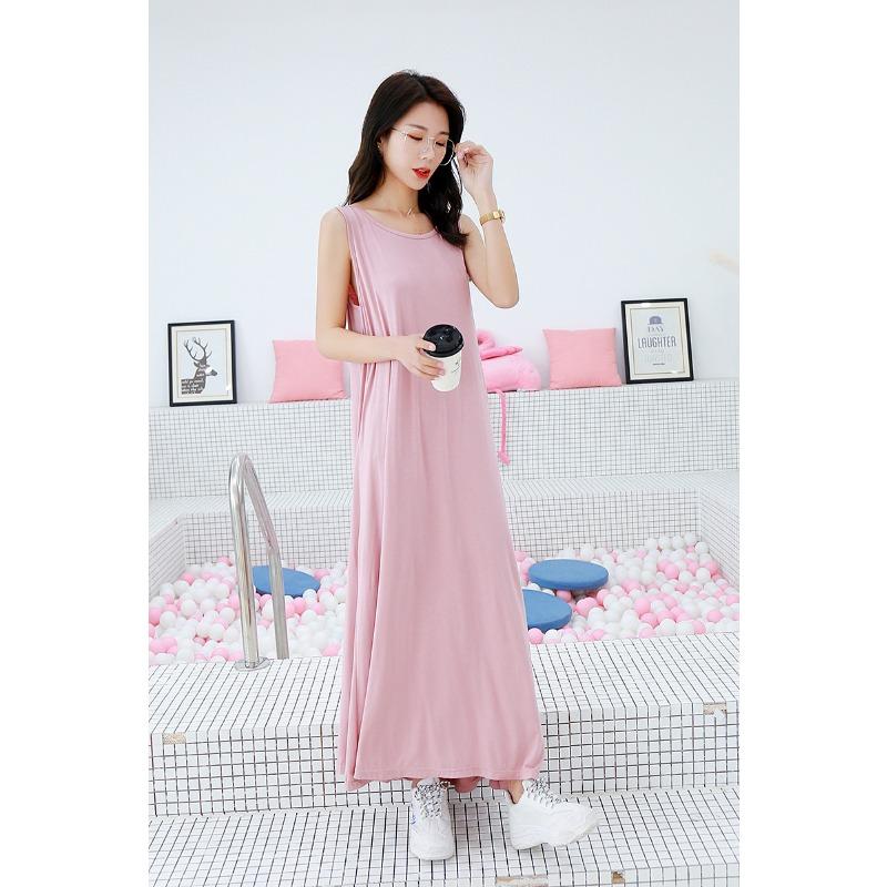 Летняя женская ночная рубашка с круглым вырезом, сексуальная, с завязками, длинное, свободное, большого размера, платье из модала