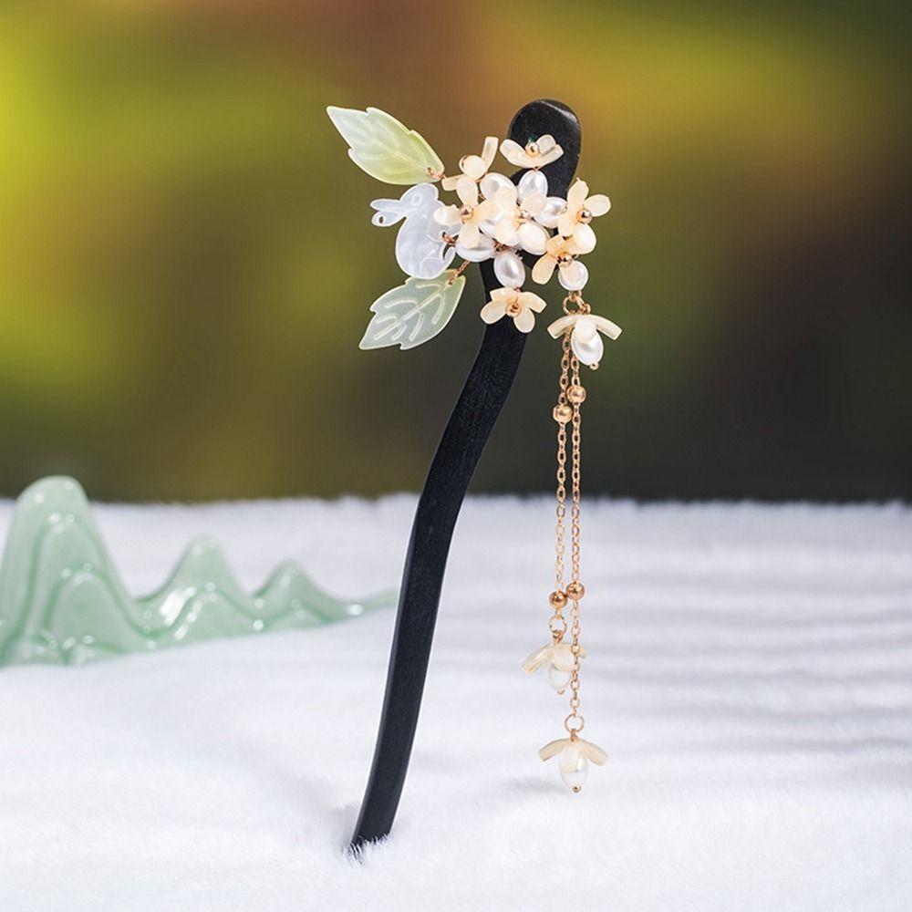 Wood Osmanthus Tassel Wooden Hairpin Ancient Style Hairpin Hanfu Hair Sticks Chinese Style Headwear
