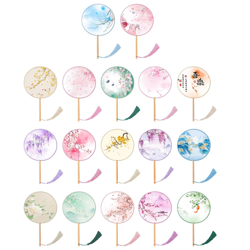 Веер в китайском стиле, тушь, живопись, древний китайский стиль, китайская свадьба с подвеской, ручной круглый шелковый веер с кисточками