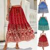 Women's Smocked Floral Maxi Skirts Summer Tube Dresses Long A Line Pleated Beach Skirt