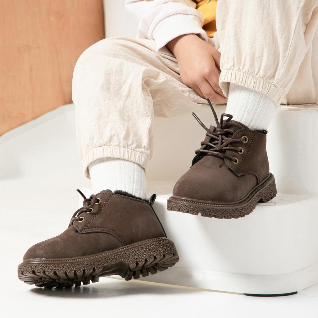 Модные ретро короткие ботинки осень-зима новые детские ботинки мальчики короткие ботинки универсальные кожаные ботинки в британском стиле