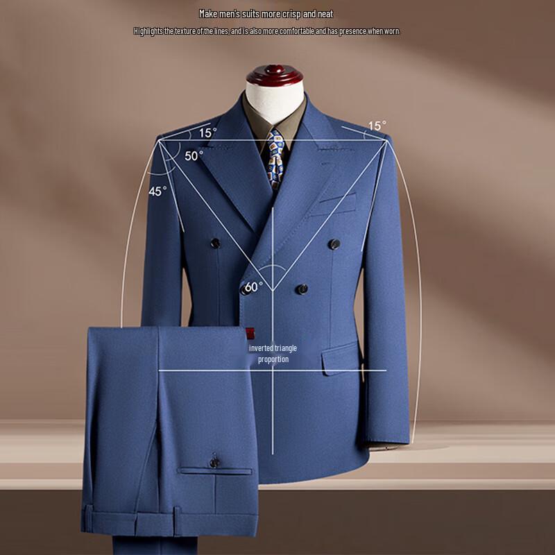 ROMON Мужской итальянский трех peças костюм в полоску с двубортным пиджаком