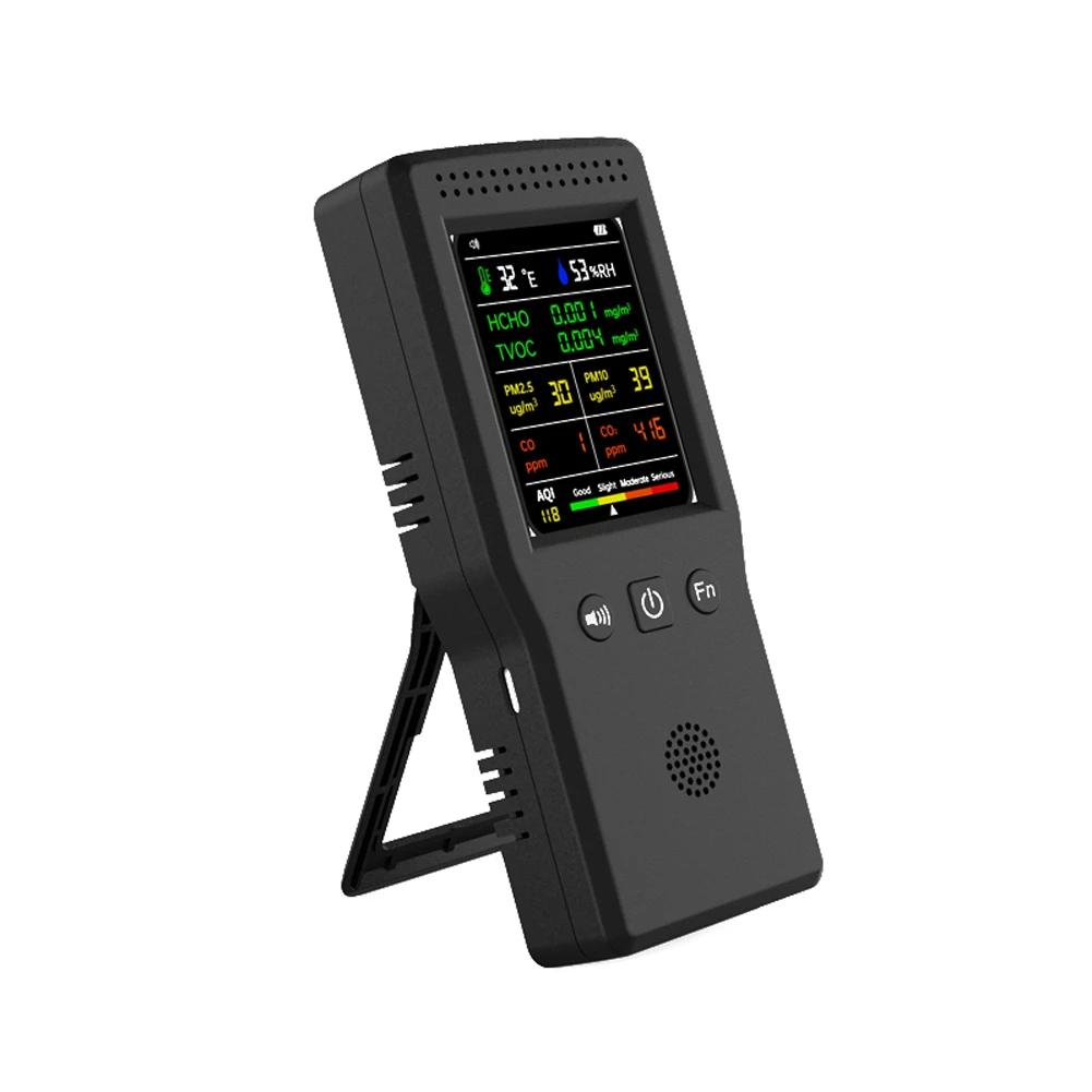 9 In 1 Temperature Humidity PM2.5 PM10 HCHO TVOC CO CO2 AQI Tester Multifunctional Air Quality Monitor LCD Color Display