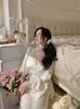 Autumn new suspender trousers pajamas French sexy lace three-piece loungewear ice silk Zhao Ruth
