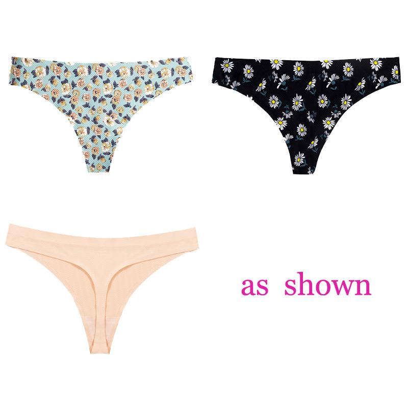 CINOON 3 шт./лот, женское сексуальное нижнее белье с цветами, соблазнительные трусики с низкой талией, стринги, дышащее нижнее белье без следов, стринги, нижнее белье
