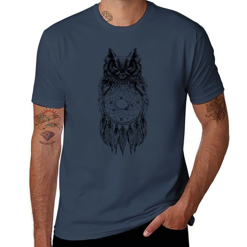 Dreamy Owlblack Tshirt Active Sports Short Sleeve Cotton Shirt