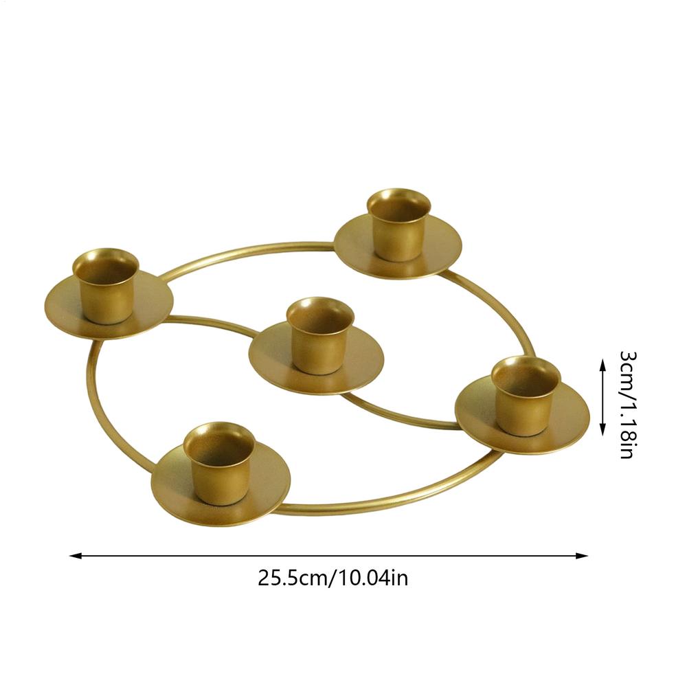 Gold Candle Holders Metal Round Display Stand Advent Wreath Candle Stick Holders for Home Kitchen Living Room Bedroom Farmhouse