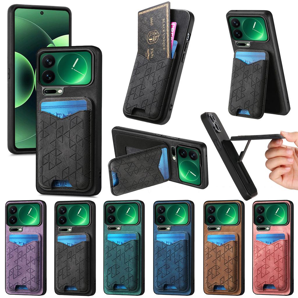 Тисненая Ретро Роскошная Магнитная RFID-Карта Кожаный чехол для телефона For Xiaomi 17 Pro Max 17Pro 15T подставка Ударопрочный Чехол